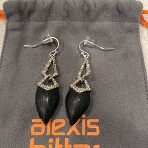 Black lucite and silver/rhinestone drop earrings by Alexis Bittar.